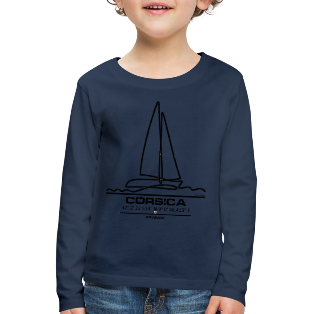 T-shirt ML Enfant Corsica Voilier - Ochju Ochju bleu marine / 98/104 (2 ans) SPOD T-shirt manches longues Premium Enfant T-shirt ML Enfant Corsica Voilier