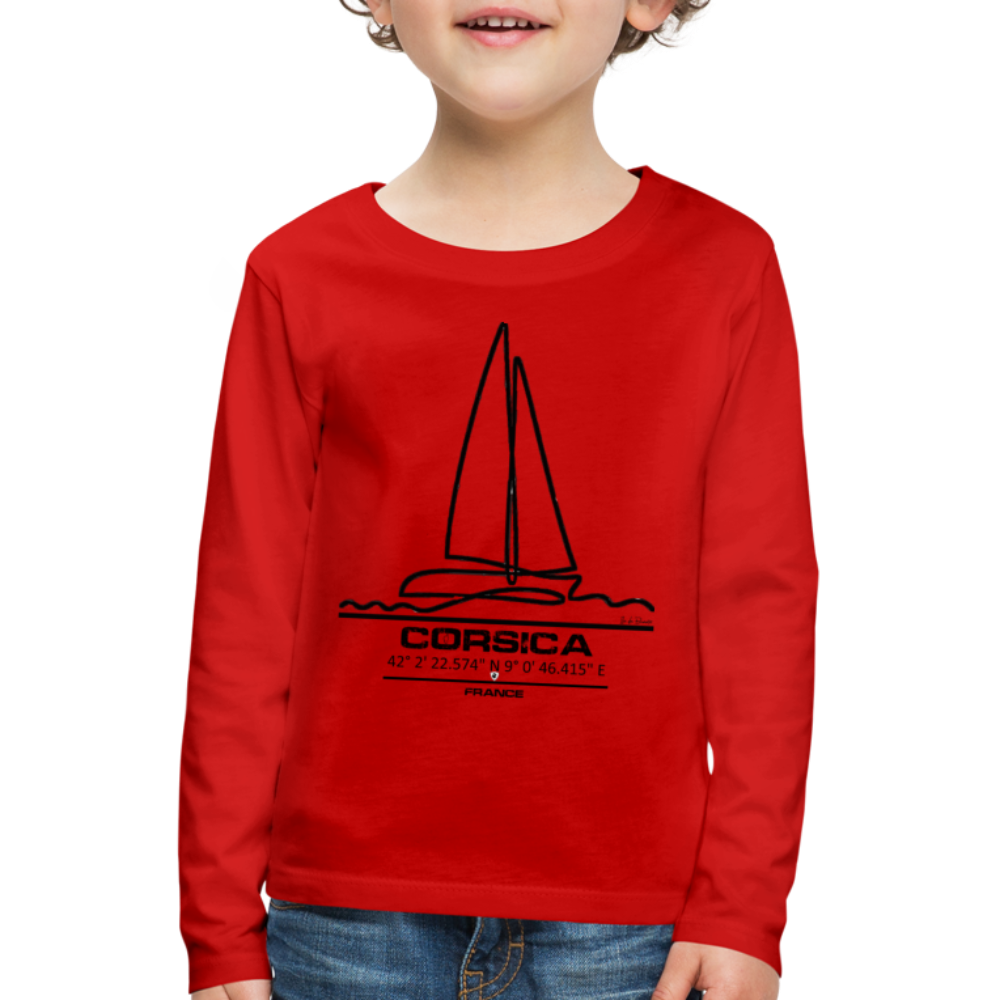 T-shirt ML Enfant Corsica Voilier - Ochju Ochju rouge / 98/104 (2 ans) SPOD T-shirt manches longues Premium Enfant T-shirt ML Enfant Corsica Voilier
