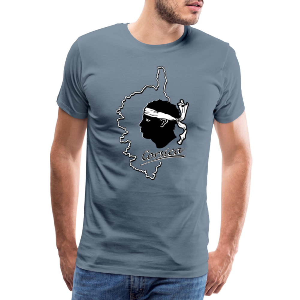 T-shirt Premium Homme Corse & Tête de Maure - Ochju Ochju gris bleu / S SPOD T-shirt Premium Homme T-shirt Premium Homme Corse & Tête de Maure