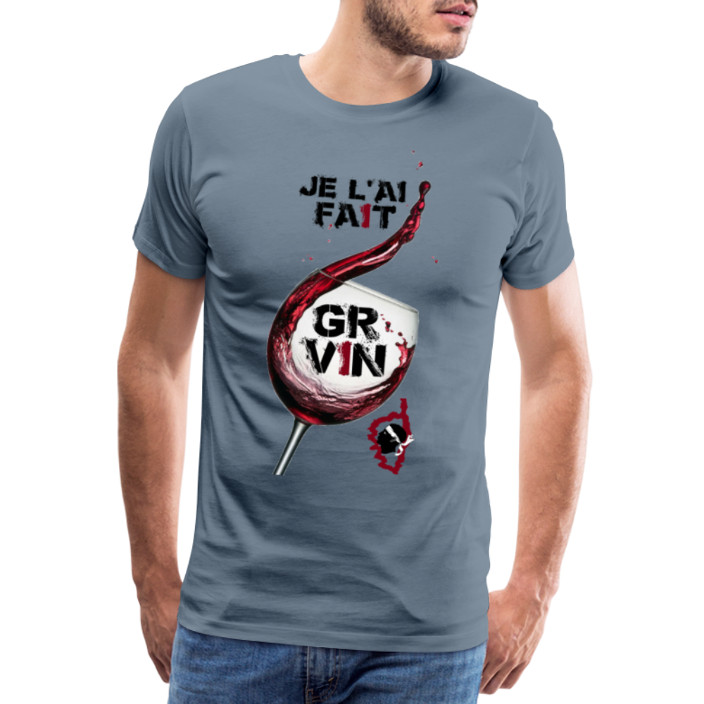 T-shirt Premium Homme GR Vin Je l'ai Fait - Ochju Ochju gris bleu / S SPOD T-shirt Premium Homme T-shirt Premium Homme GR Vin Je l'ai Fait