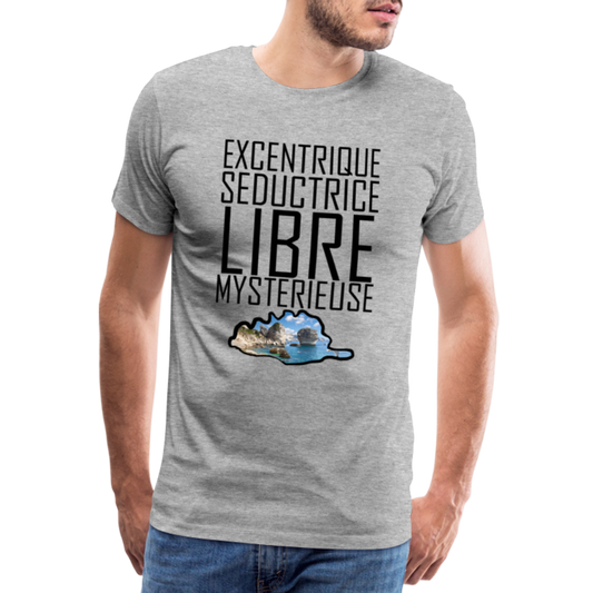 T-shirt Premium Homme Corse Libre, Mystérieuse - Ochju Ochju gris chiné / S SPOD T-shirt Premium Homme T-shirt Premium Homme Corse Libre, Mystérieuse