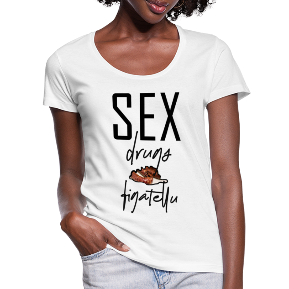 T-shirt col U Femme Sex Drugs & Figatellu - Ochju Ochju blanc / S SPOD T-shirt col U Femme T-shirt col U Femme Sex Drugs & Figatellu
