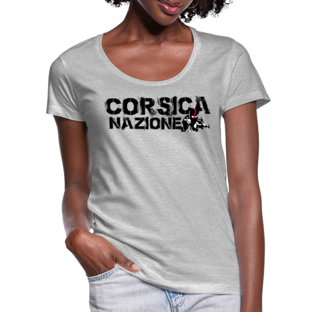T-shirt col U Femme Corsica Nazione Ribellu - Ochju Ochju gris chiné / S SPOD T-shirt col U Femme T-shirt col U Femme Corsica Nazione Ribellu