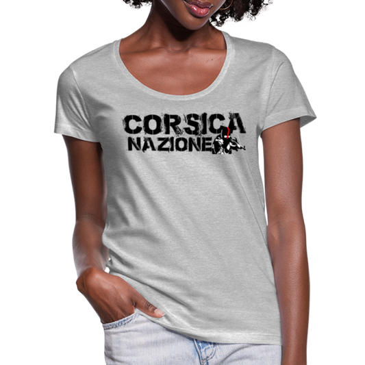 T-shirt col U Femme Corsica Nazione Ribellu - Ochju Ochju gris chiné / S SPOD T-shirt col U Femme T-shirt col U Femme Corsica Nazione Ribellu