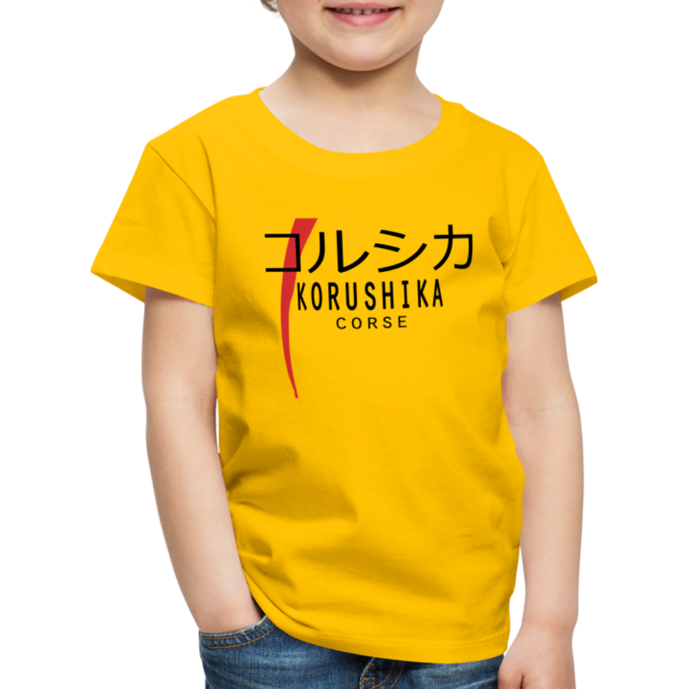 T-shirt Premium Enfant Korushika (Corse en Japonais) - Ochju Ochju jaune soleil / 98/104 (2 ans) SPOD T-shirt Premium Enfant T-shirt Premium Enfant Korushika (Corse en Japonais)