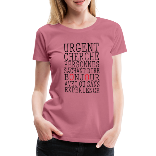 T-shirt Premium Femme Bonjour avec ou sans Expérience - Ochju Ochju mauve / S SPOD T-shirt Premium Femme T-shirt Premium Femme Bonjour avec ou sans Expérience