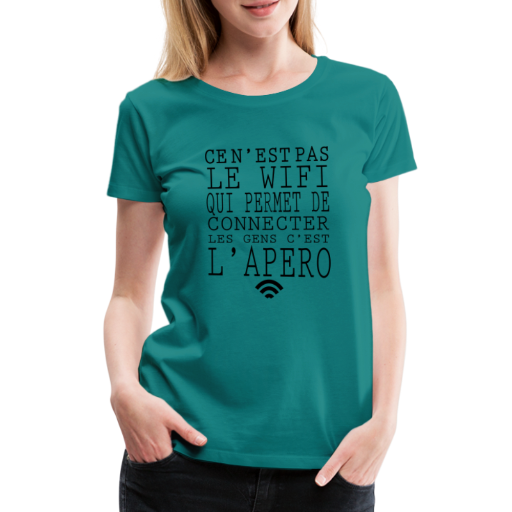 T-shirt Premium Femme Le Wifi & L'Apéro ! - Ochju Ochju bleu diva / S SPOD T-shirt Premium Femme T-shirt Premium Femme Le Wifi & L'Apéro !