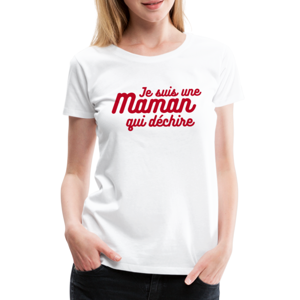 T-shirt Premium Femme Aspect velours Maman qui déchire ! - Ochju Ochju blanc / S SPOD T-shirt Premium Femme T-shirt Premium Femme Aspect velours Maman qui déchire !