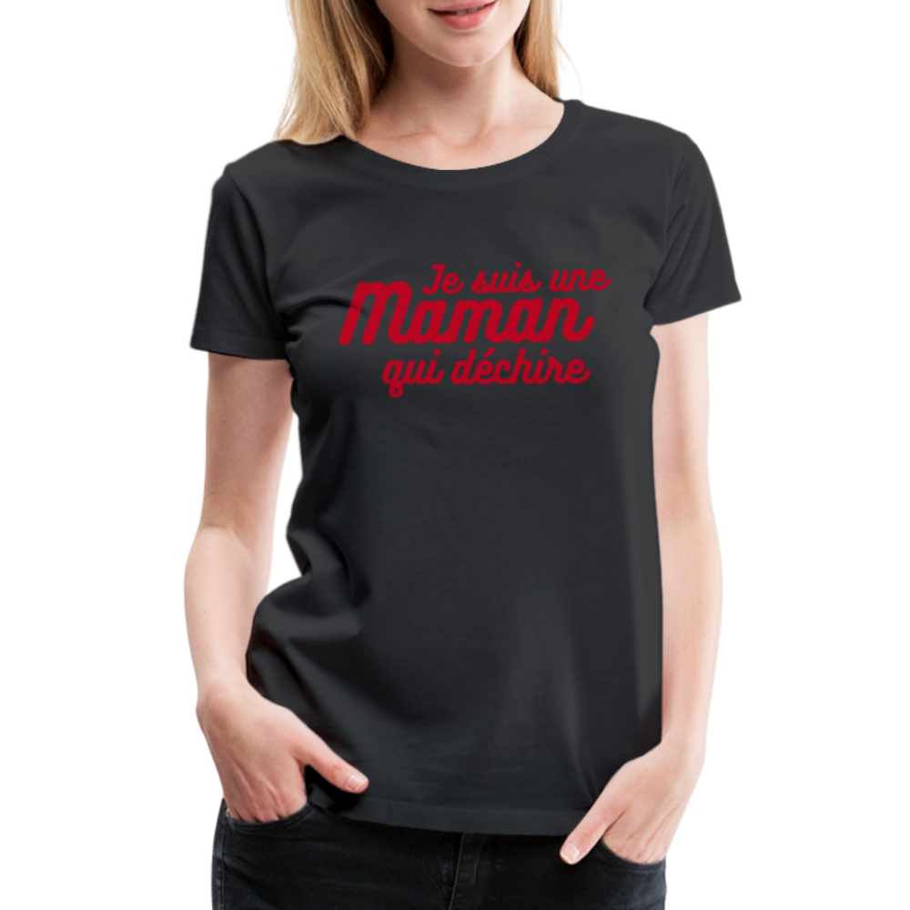 T-shirt Premium Femme Aspect velours Maman qui déchire ! - Ochju Ochju noir / S SPOD T-shirt Premium Femme T-shirt Premium Femme Aspect velours Maman qui déchire !