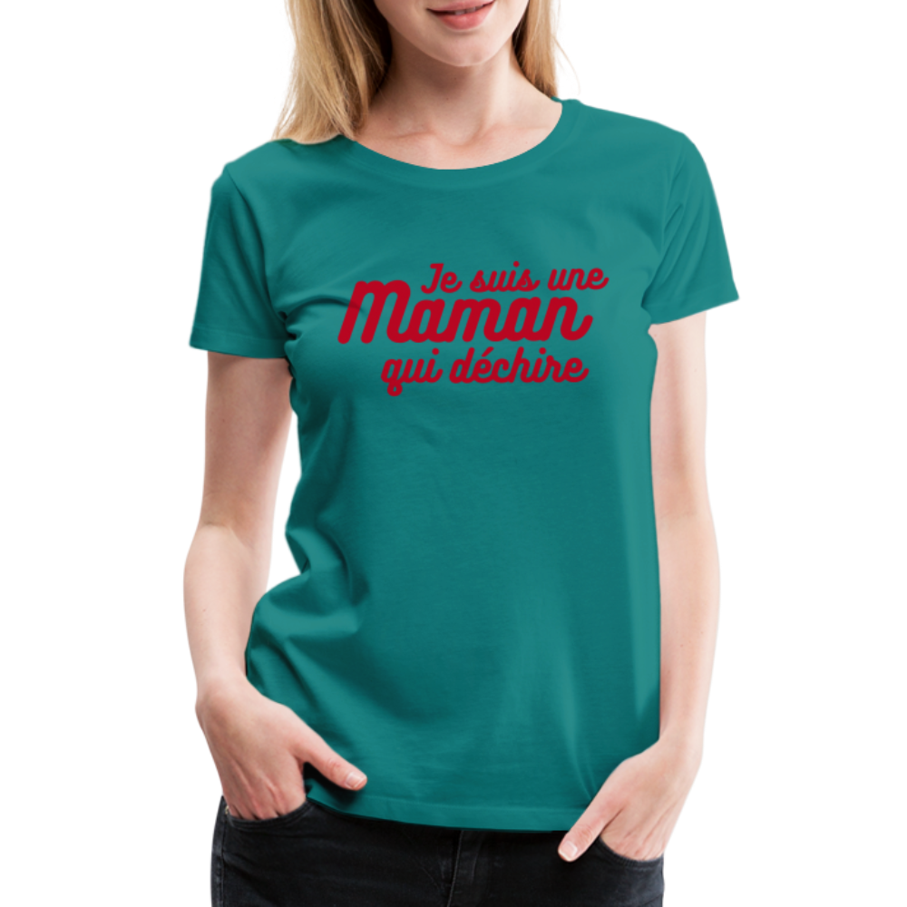 T-shirt Premium Femme Aspect velours Maman qui déchire ! - Ochju Ochju bleu diva / S SPOD T-shirt Premium Femme T-shirt Premium Femme Aspect velours Maman qui déchire !