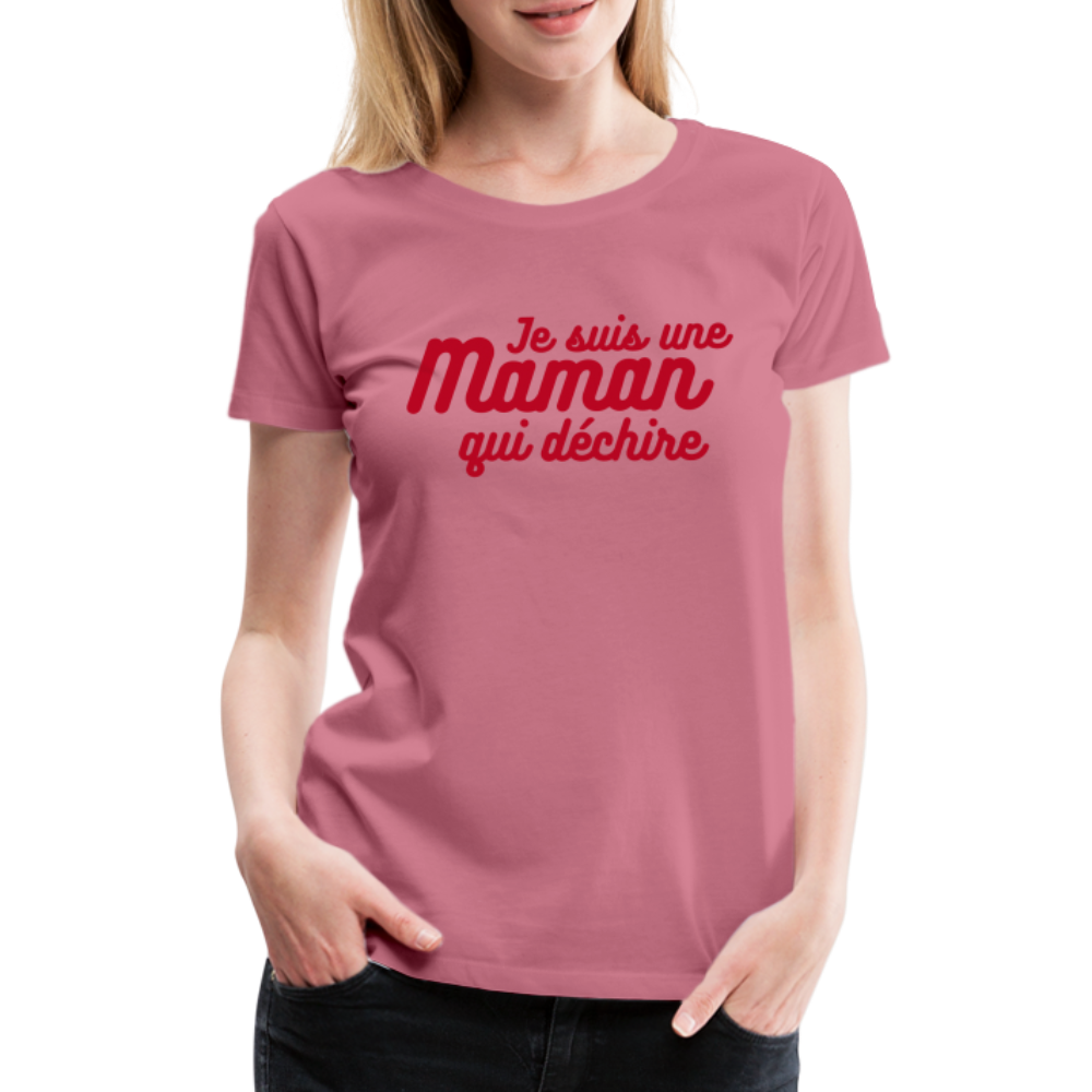 T-shirt Premium Femme Aspect velours Maman qui déchire ! - Ochju Ochju mauve / S SPOD T-shirt Premium Femme T-shirt Premium Femme Aspect velours Maman qui déchire !