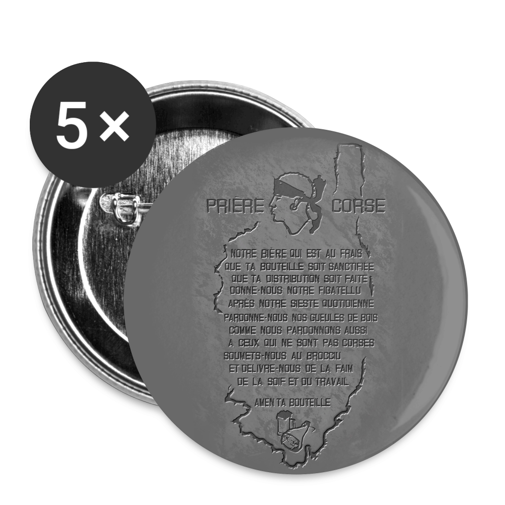 Lot de 5 badges (32 mm) Prière Corse - blanc