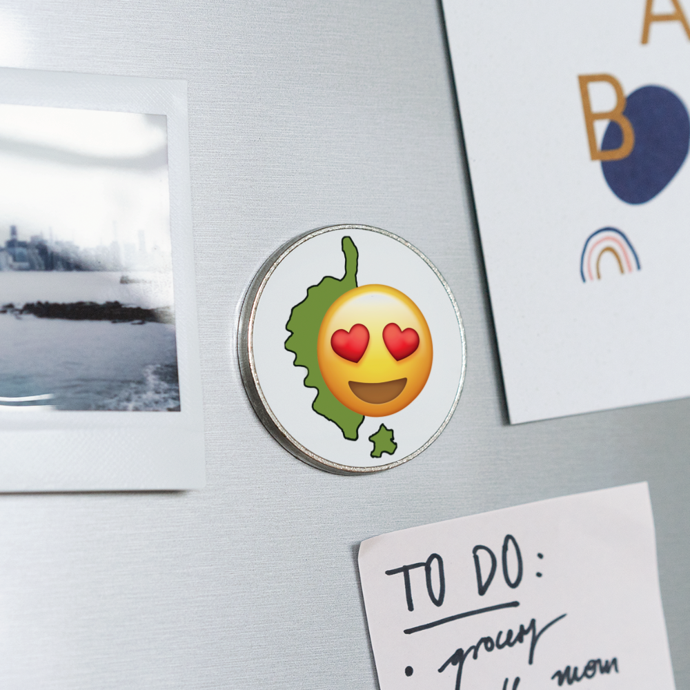 Magnet rond Emoji Corse - blanc