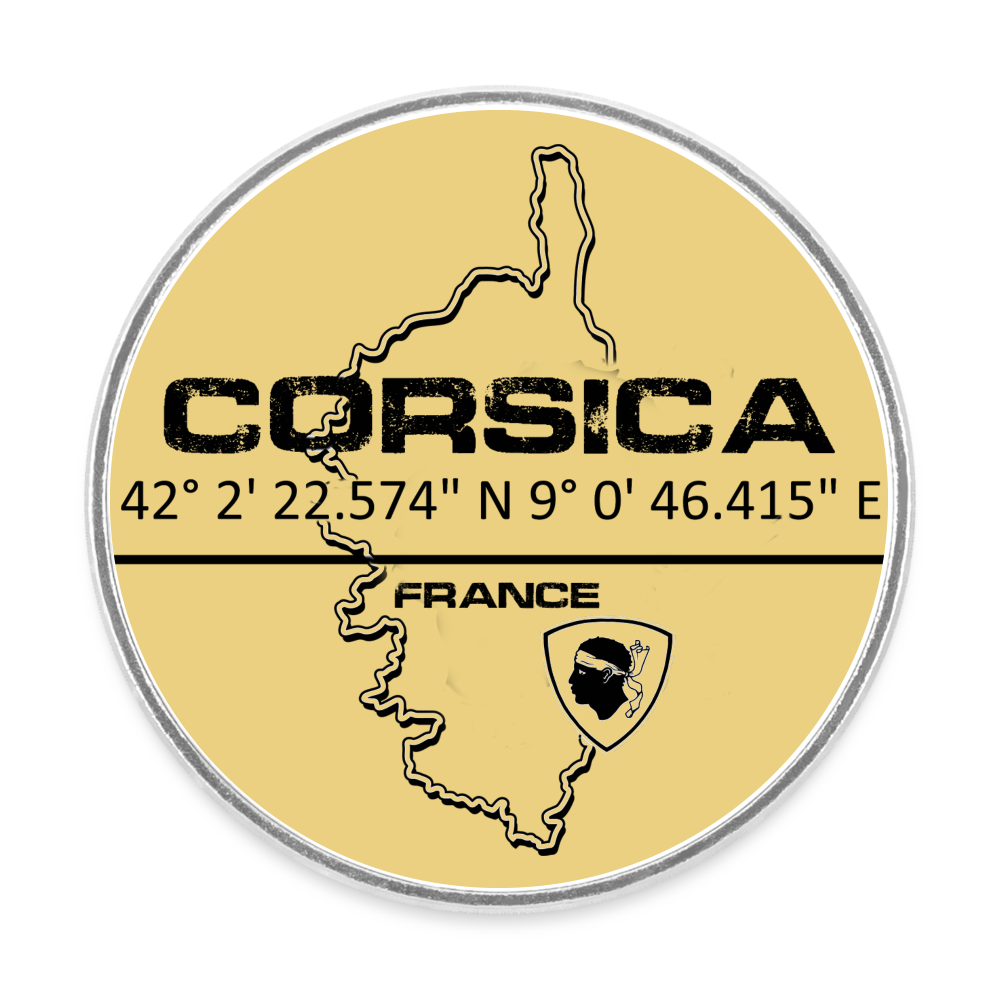 Magnet rond GPS Corsica - blanc