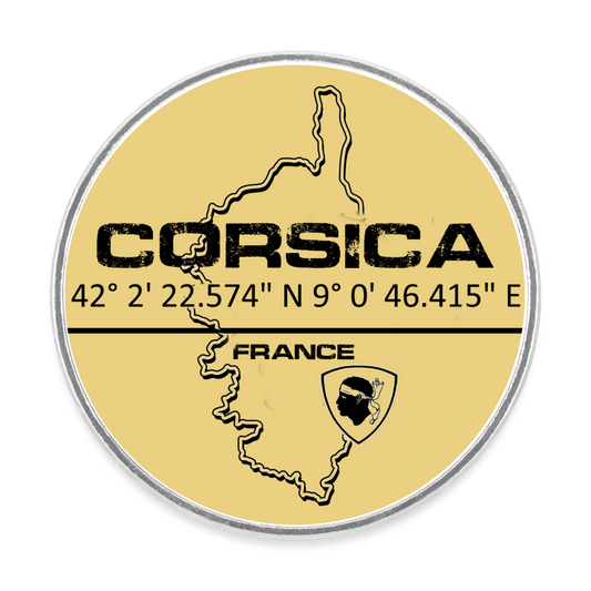 Magnet rond GPS Corsica - blanc