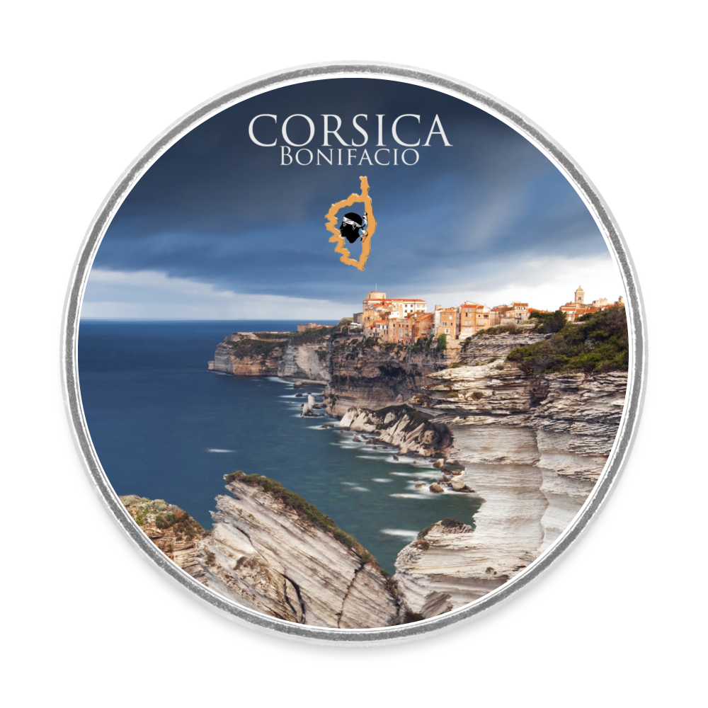 Magnet rond Corsica Bonifacio - blanc