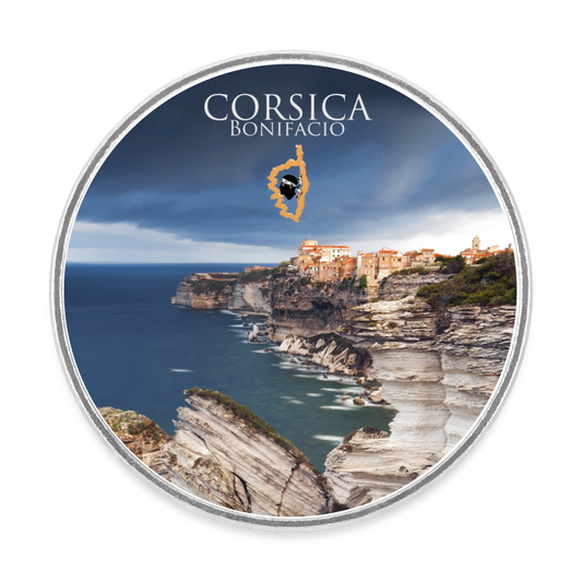 Magnet rond Corsica Bonifacio - blanc