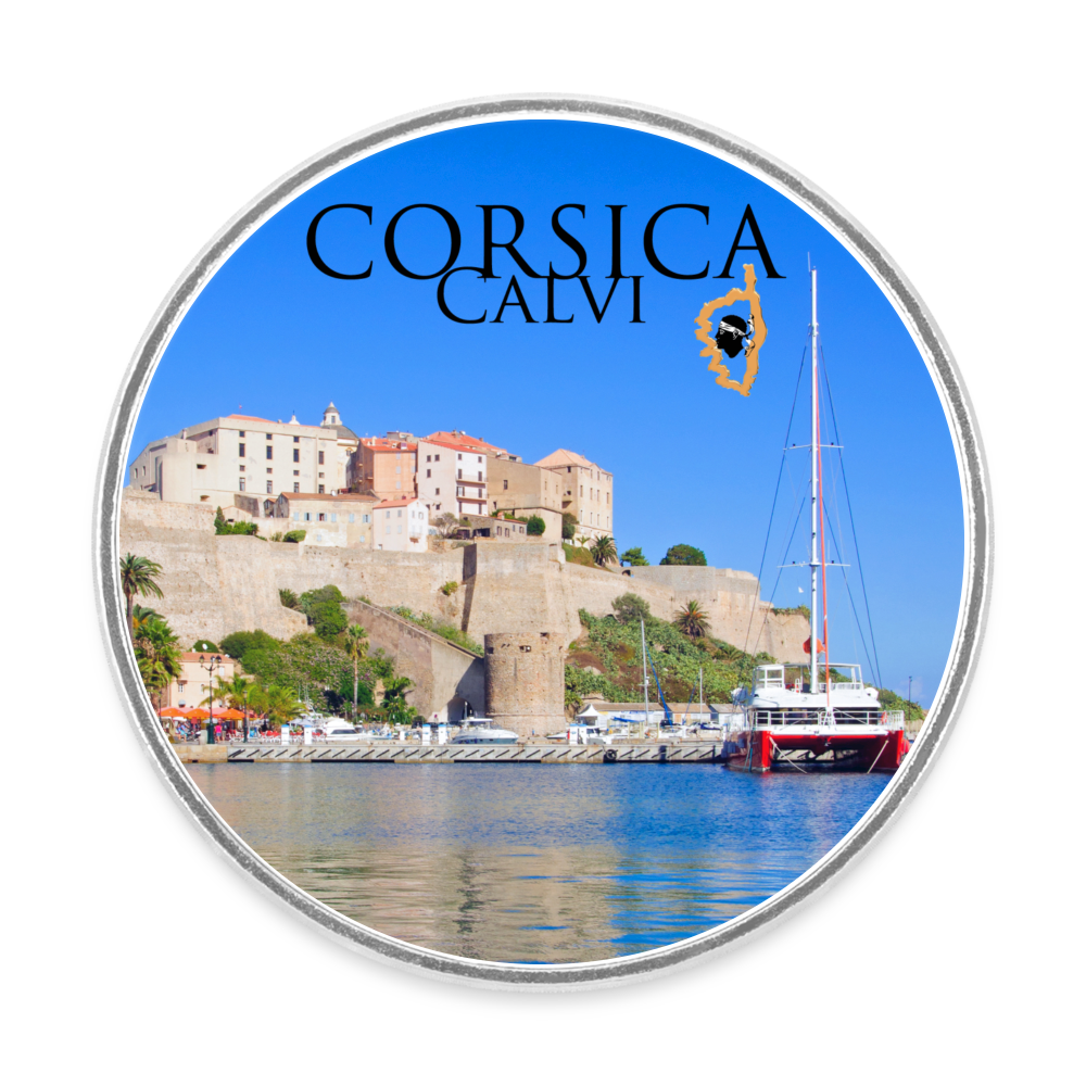 Magnet rond Corsica Calvi - blanc