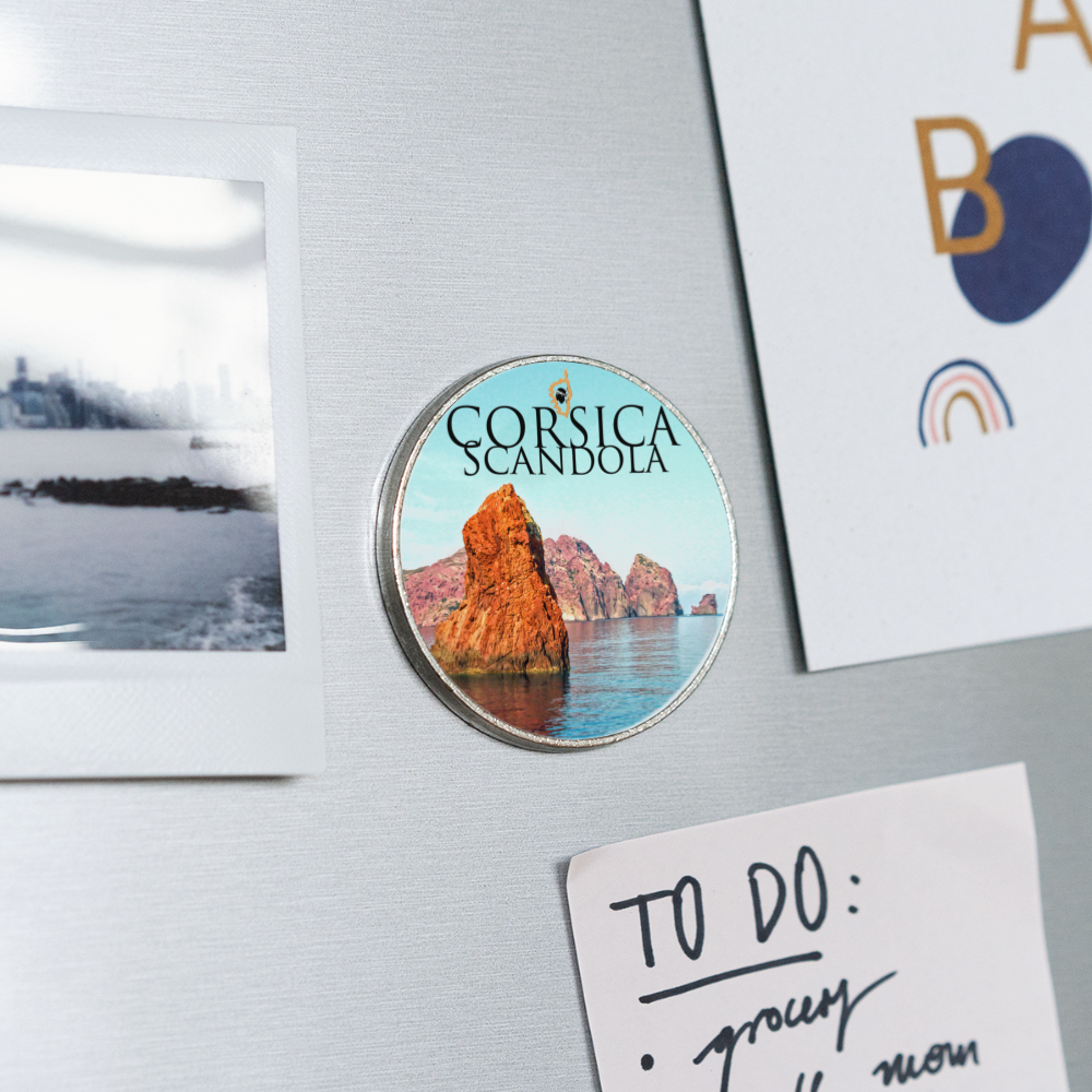 Magnet rond Corsica Scandola - blanc