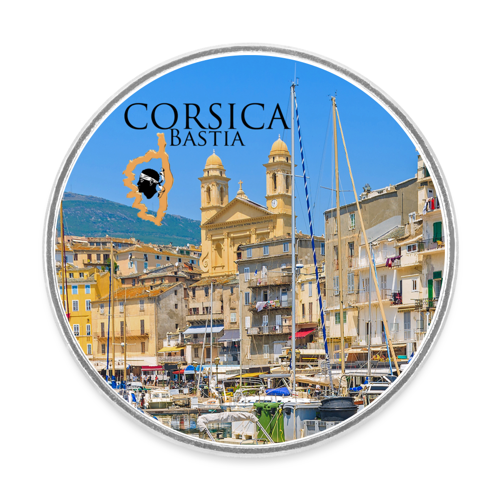 Magnet rond Corsica Bastia - blanc