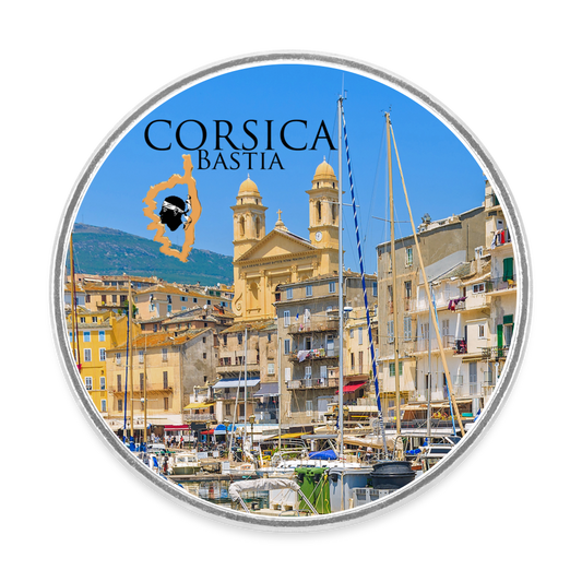 Magnet rond Corsica Bastia - blanc