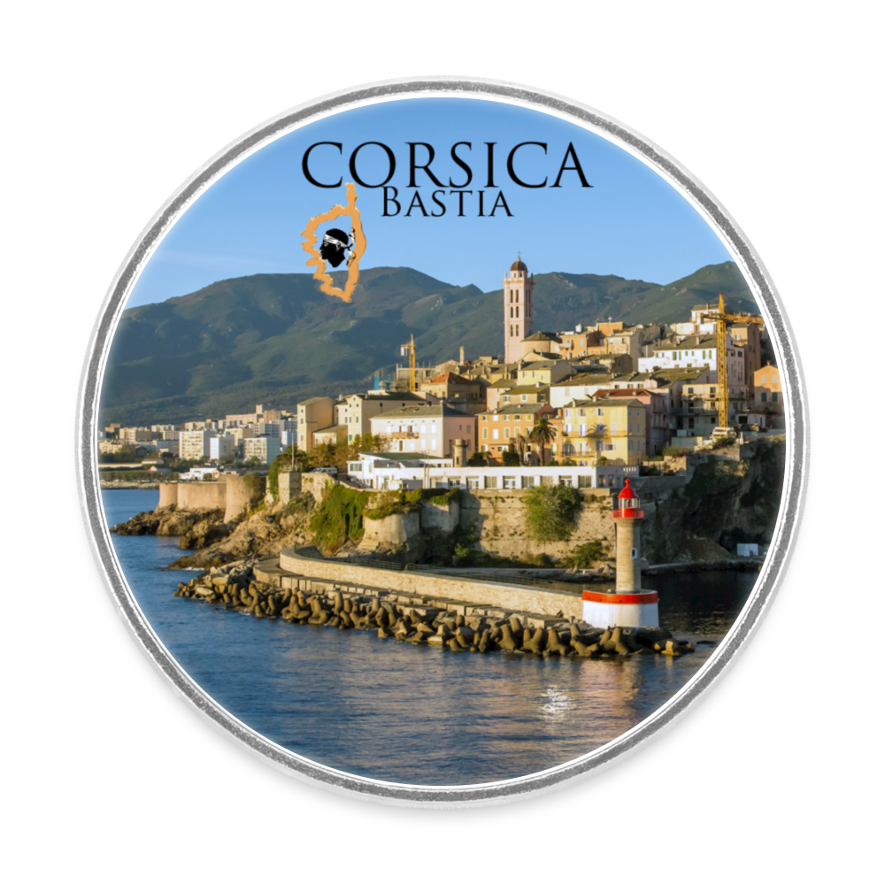 Magnet rond Corsica Bastia - blanc