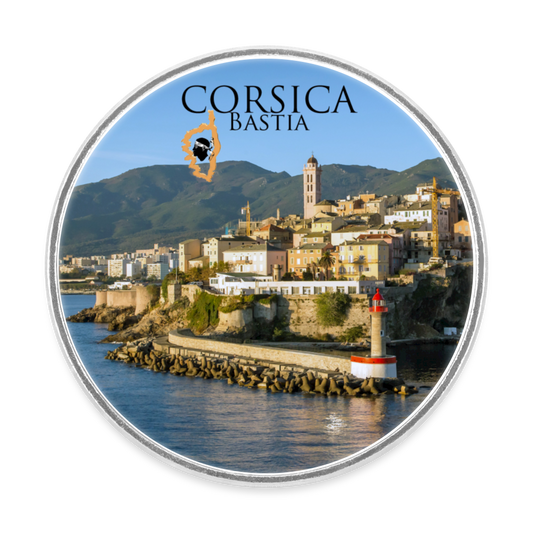 Magnet rond Corsica Bastia - blanc