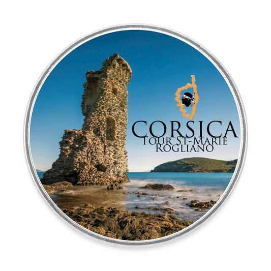 Magnet rond Corsica Rogliano - blanc