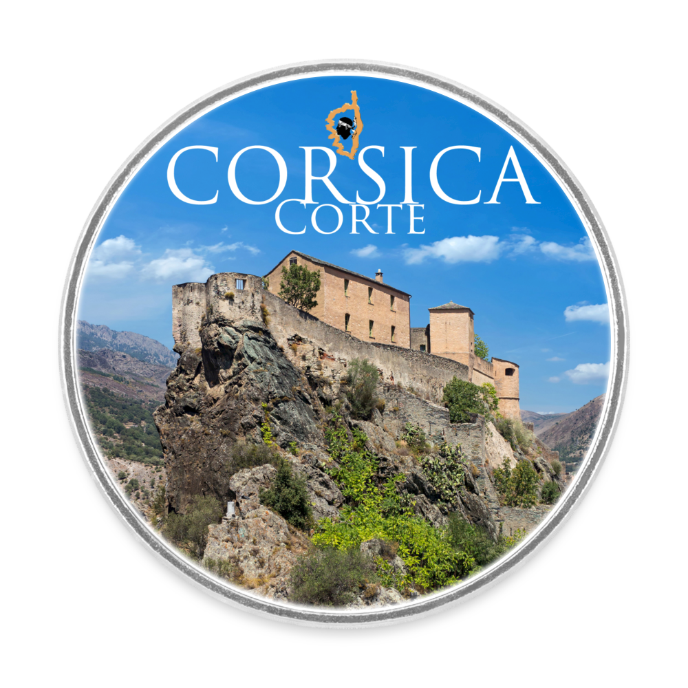 Magnet rond Corsica Corte - blanc