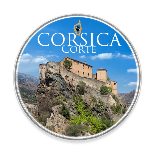 Magnet rond Corsica Corte - blanc