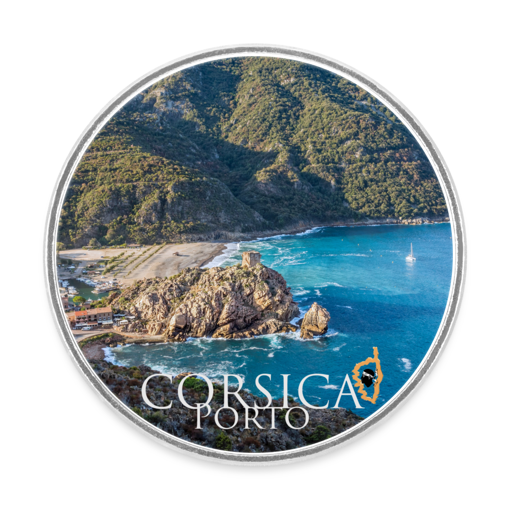 Magnet rond Corsica Porto - blanc