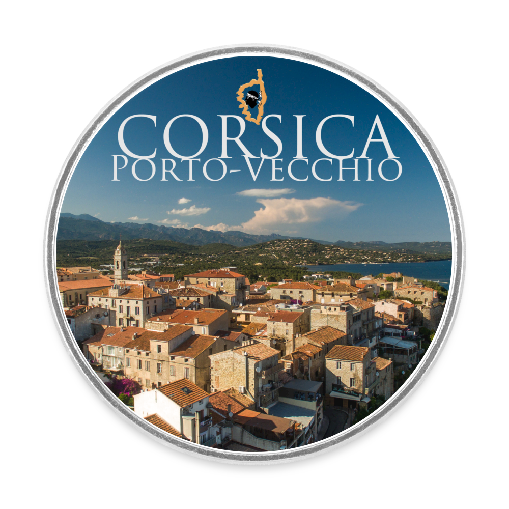 Magnet rond Corsica Porto-Vecchio - blanc