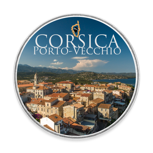 Magnet rond Corsica Porto-Vecchio - blanc