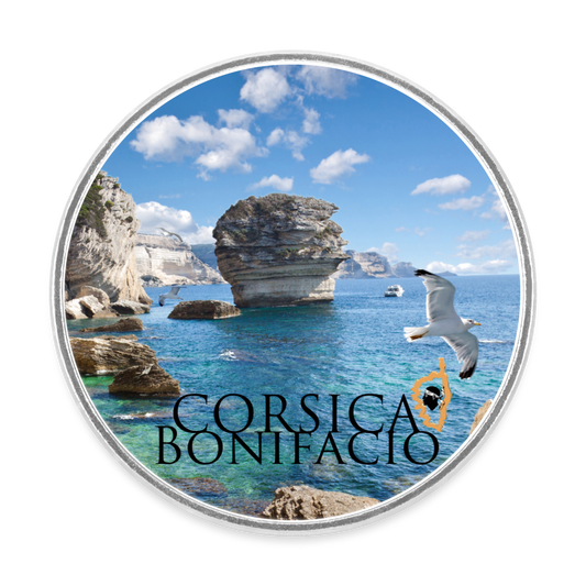 Magnet rond Corsica Bonifacio - blanc