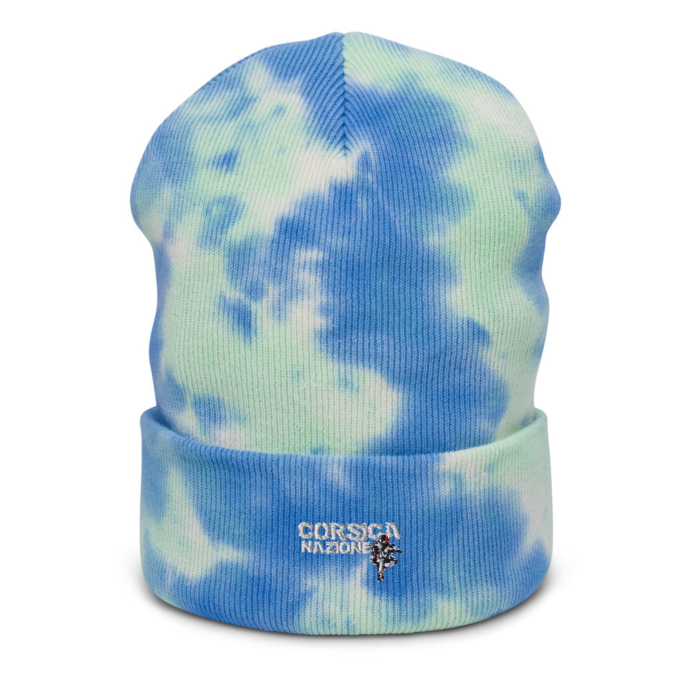 Bonnet tie-dye Corsica Nazione - Ochju Ochju Bleu Ciel Ochju Souvenirs de Corse Bonnet tie-dye Corsica Nazione