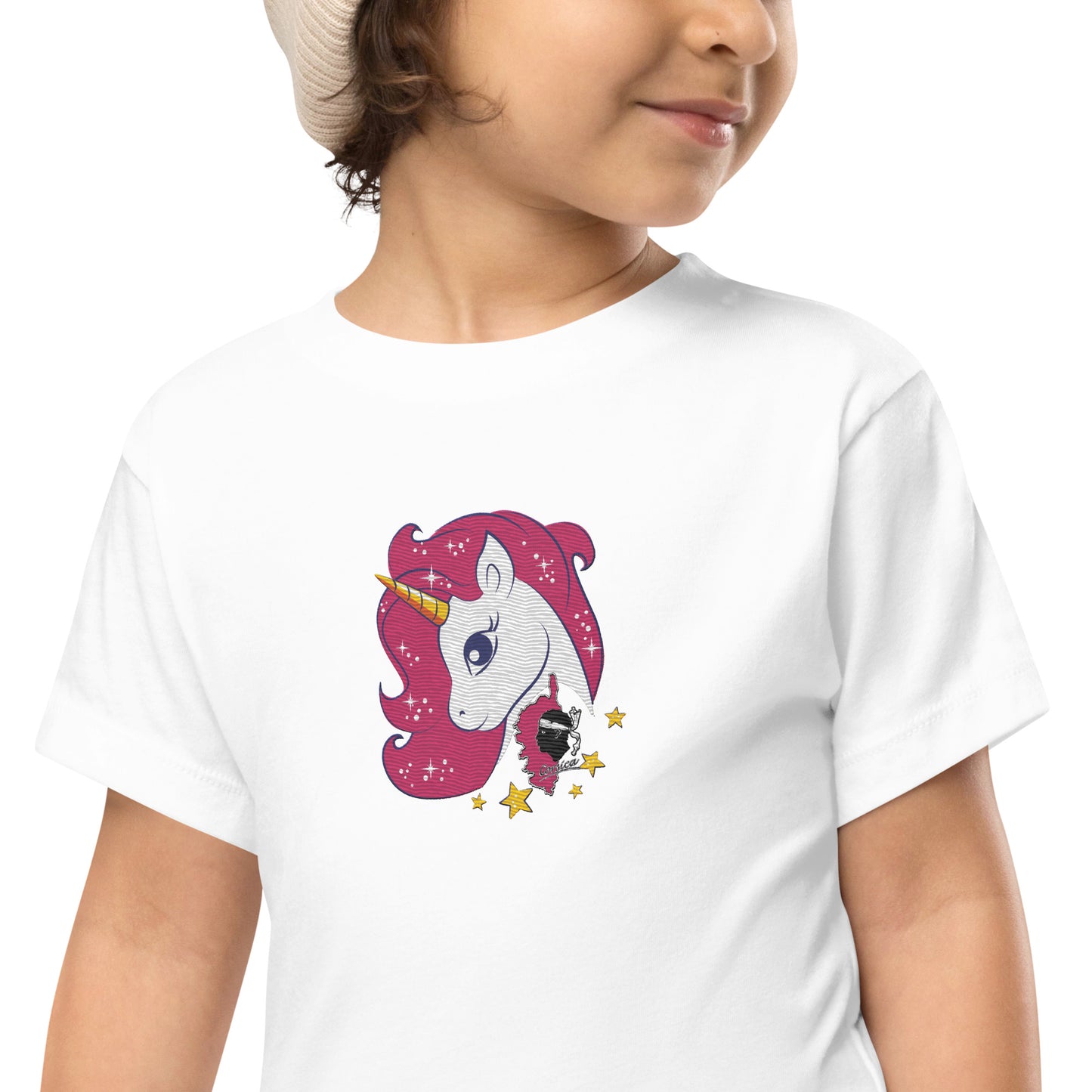 T-shirt à Manches Courtes Brodé Licorne Corse