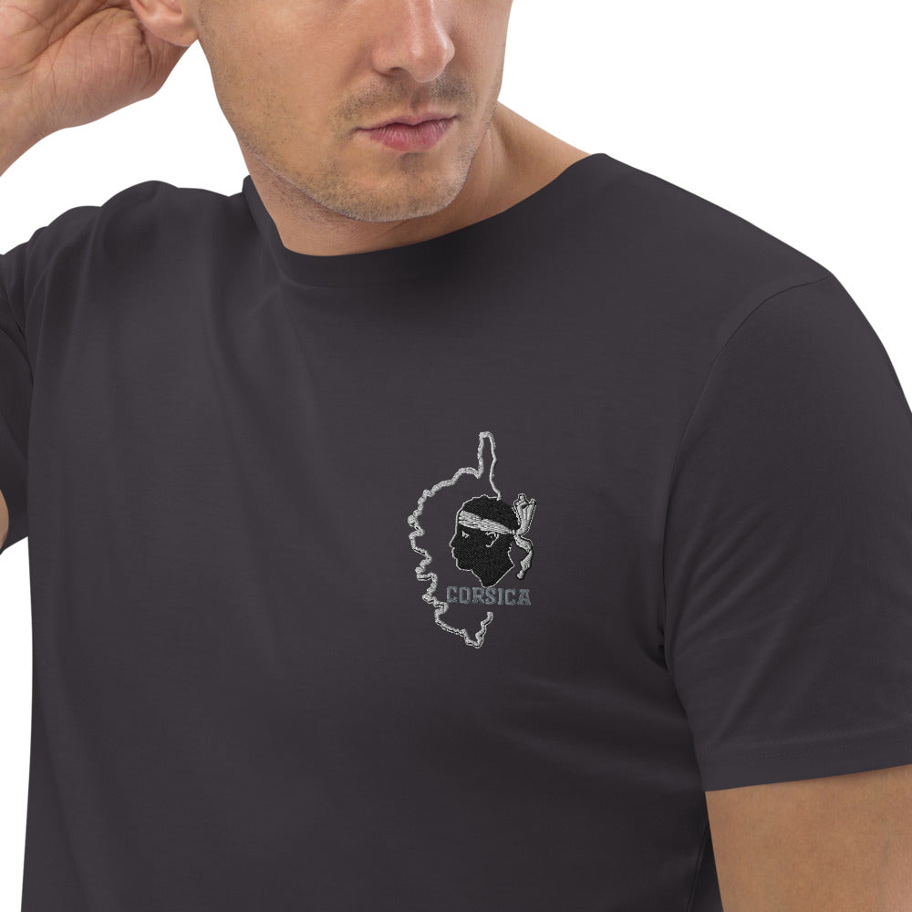 T-shirt en coton bio Corse & Tête de Maure - Ochju Ochju Anthracite / S Ochju Souvenirs de Corse T-shirt en coton bio Corse & Tête de Maure
