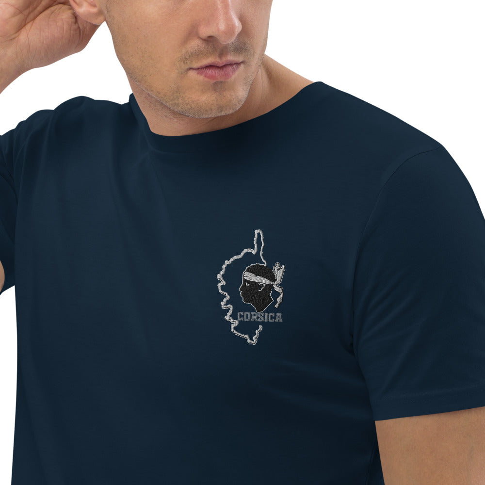T-shirt en coton bio Corse & Tête de Maure - Ochju Ochju French Navy / S Ochju Souvenirs de Corse T-shirt en coton bio Corse & Tête de Maure