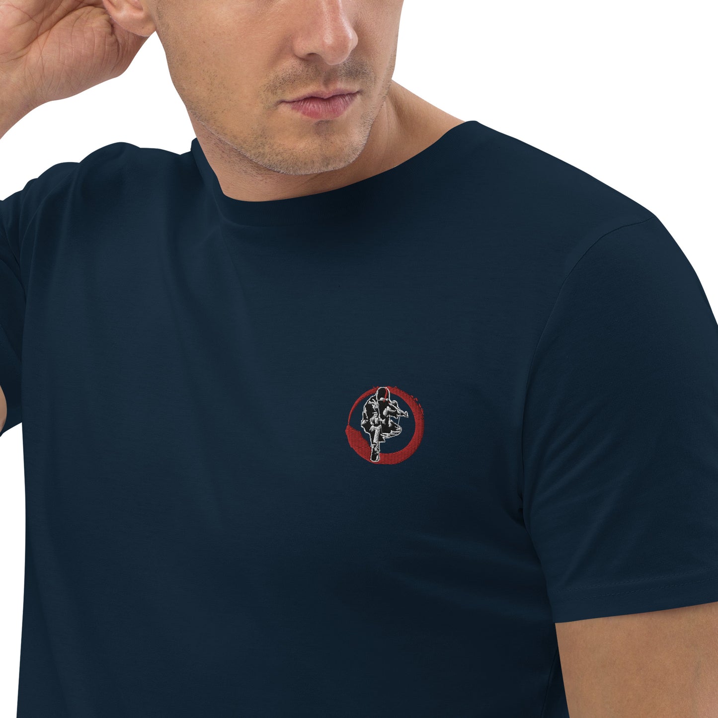 T-shirt unisexe en coton bio Ribellu Contour Rouge - Ochju Ochju French Navy / S Ochju T-shirt unisexe en coton bio Ribellu Contour Rouge