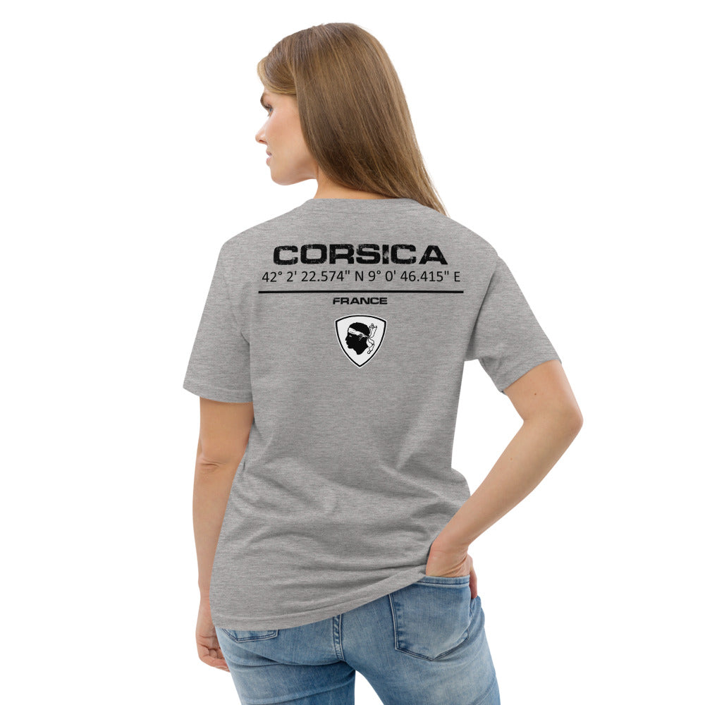 T-shirt unisexe en coton biologique GPS Corsica - Ochju Ochju Gris Chiné / S Ochju Souvenirs de Corse T-shirt unisexe en coton biologique GPS Corsica