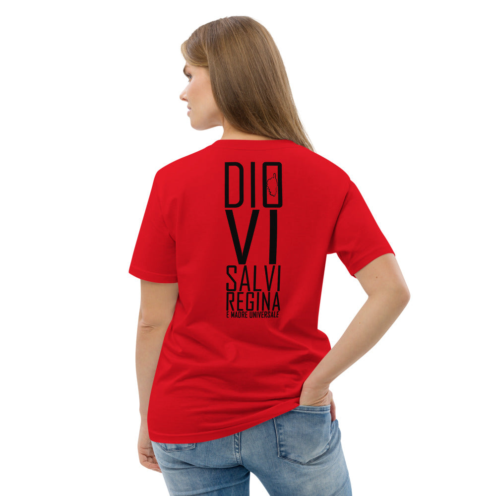 T-shirt unisexe en coton biologique Dio Vi Salvi Regina - Ochju Ochju Rouge / S Ochju Souvenirs de Corse T-shirt unisexe en coton biologique Dio Vi Salvi Regina