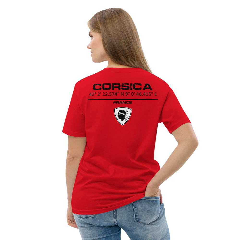 T-shirt unisexe en coton biologique GPS Corsica - Ochju Ochju Rouge / S Ochju Souvenirs de Corse T-shirt unisexe en coton biologique GPS Corsica