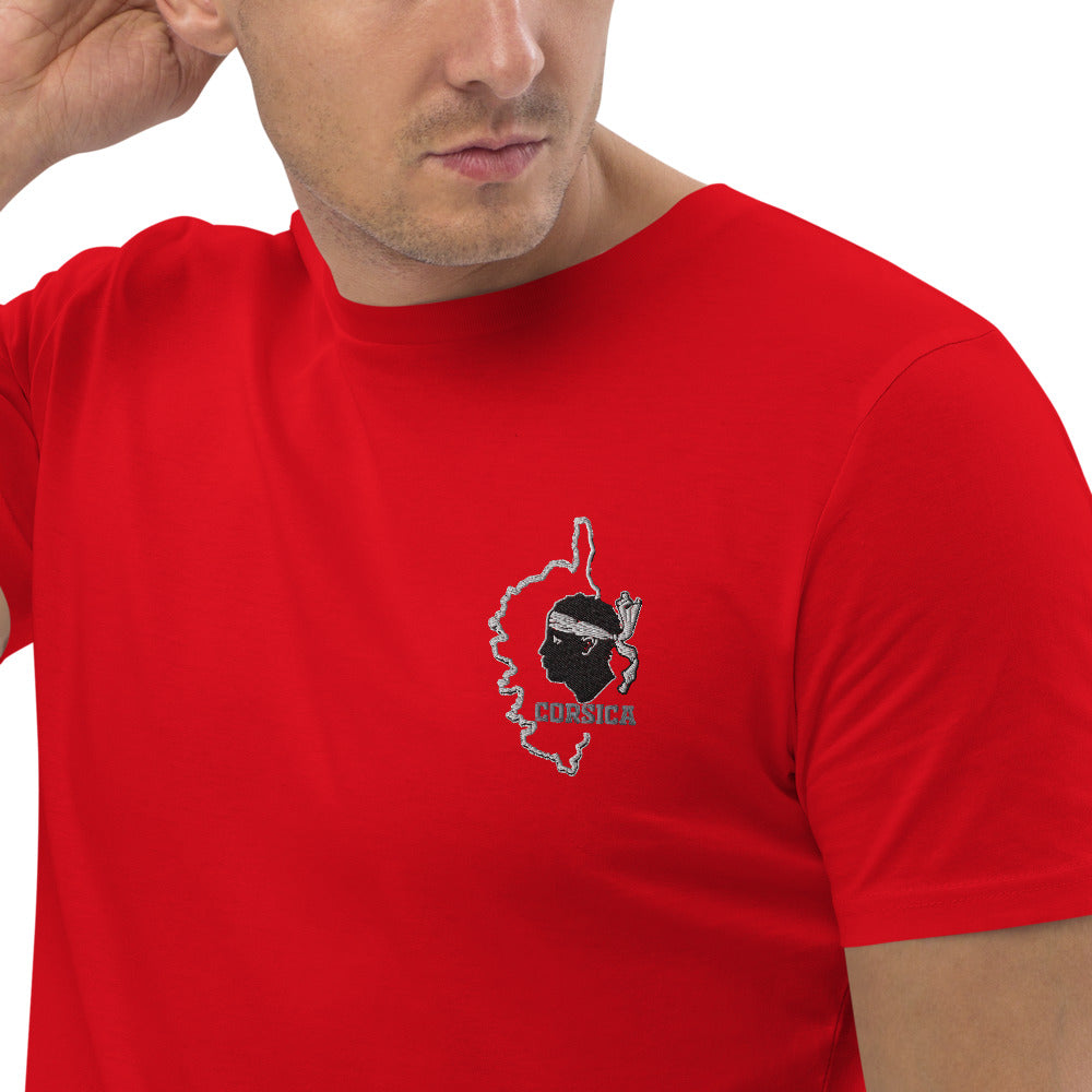 T-shirt en coton bio Corse & Tête de Maure - Ochju Ochju Rouge / S Ochju Souvenirs de Corse T-shirt en coton bio Corse & Tête de Maure