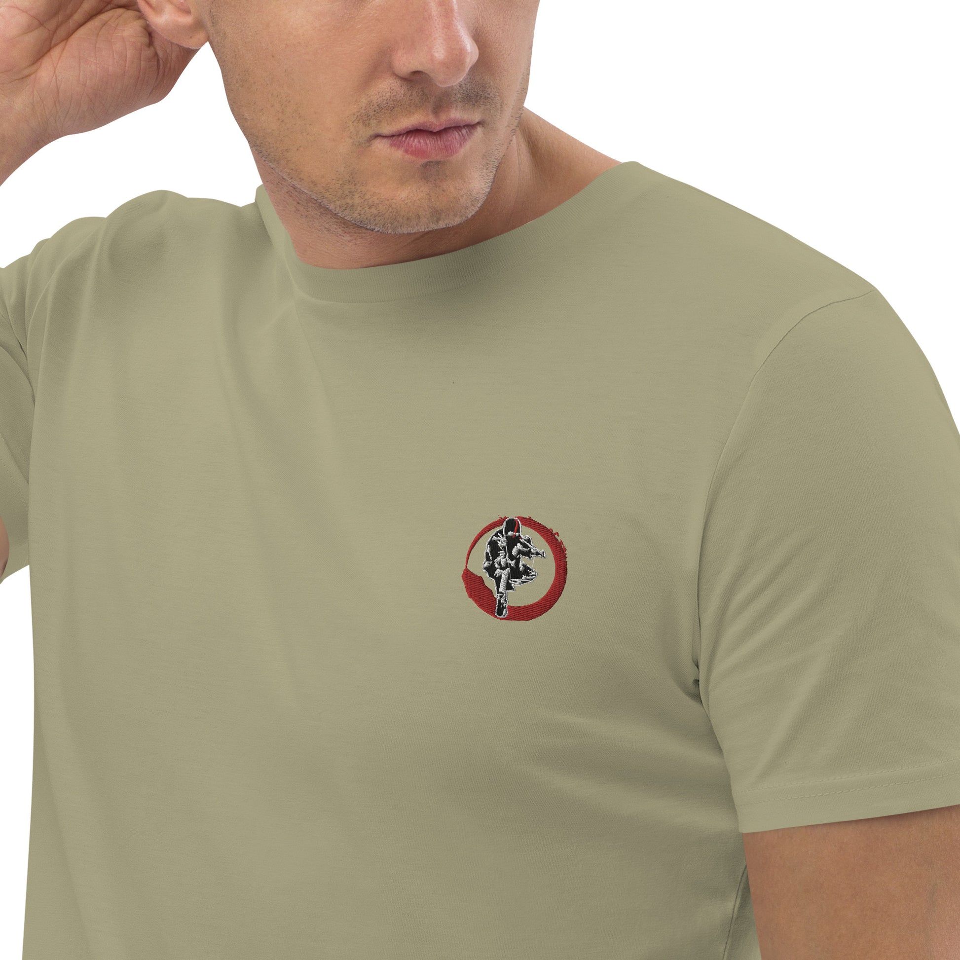 T-shirt unisexe en coton bio Ribellu Contour Rouge - Ochju Ochju Sage / S Ochju T-shirt unisexe en coton bio Ribellu Contour Rouge