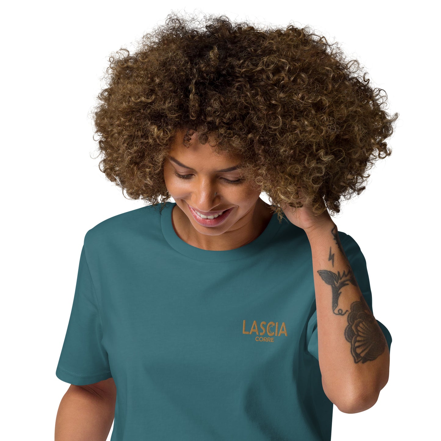 T-shirt unisexe en coton bio Brodé Lascia Corre