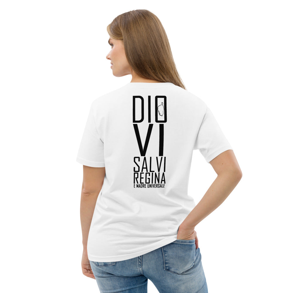 T-shirt unisexe en coton biologique Dio Vi Salvi Regina - Ochju Ochju Blanc / S Ochju Souvenirs de Corse T-shirt unisexe en coton biologique Dio Vi Salvi Regina