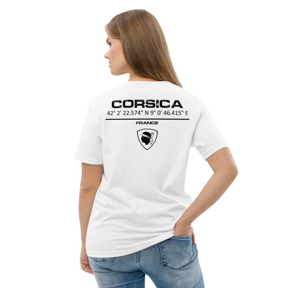 T-shirt unisexe en coton biologique GPS Corsica - Ochju Ochju Blanc / S Ochju Souvenirs de Corse T-shirt unisexe en coton biologique GPS Corsica