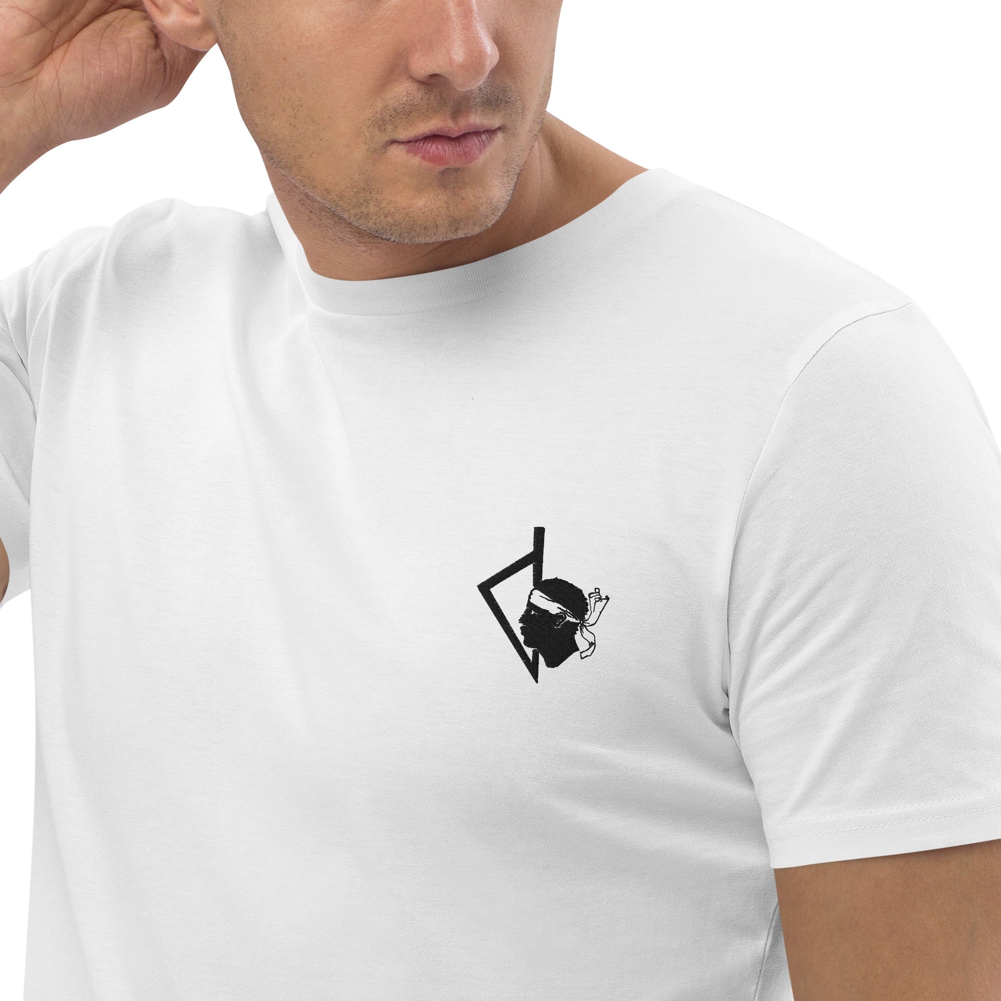 T-shirt unisexe en coton bio Corse Stylisée & Tête de Maure - Ochju Ochju Blanc / S Ochju T-shirt unisexe en coton bio Corse Stylisée & Tête de Maure