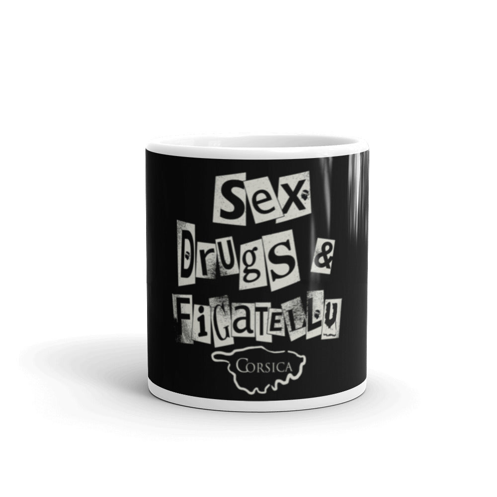 Mug Blanc Brillant Sex, Drugs & Figatellu - Ochju Ochju Ochju Mug Blanc Brillant Sex, Drugs & Figatellu