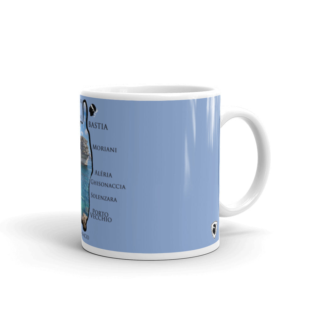 Mug Blanc Brillant Bonifacio Villes de Corse. - Ochju Ochju 11 oz Ochju Mug Blanc Brillant Bonifacio Villes de Corse.